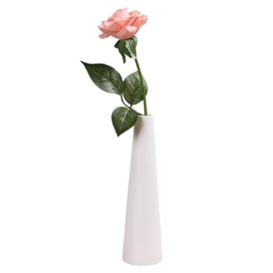 Centerpiece Vase Tall - Tall Conic White Ceramic Flower Vase