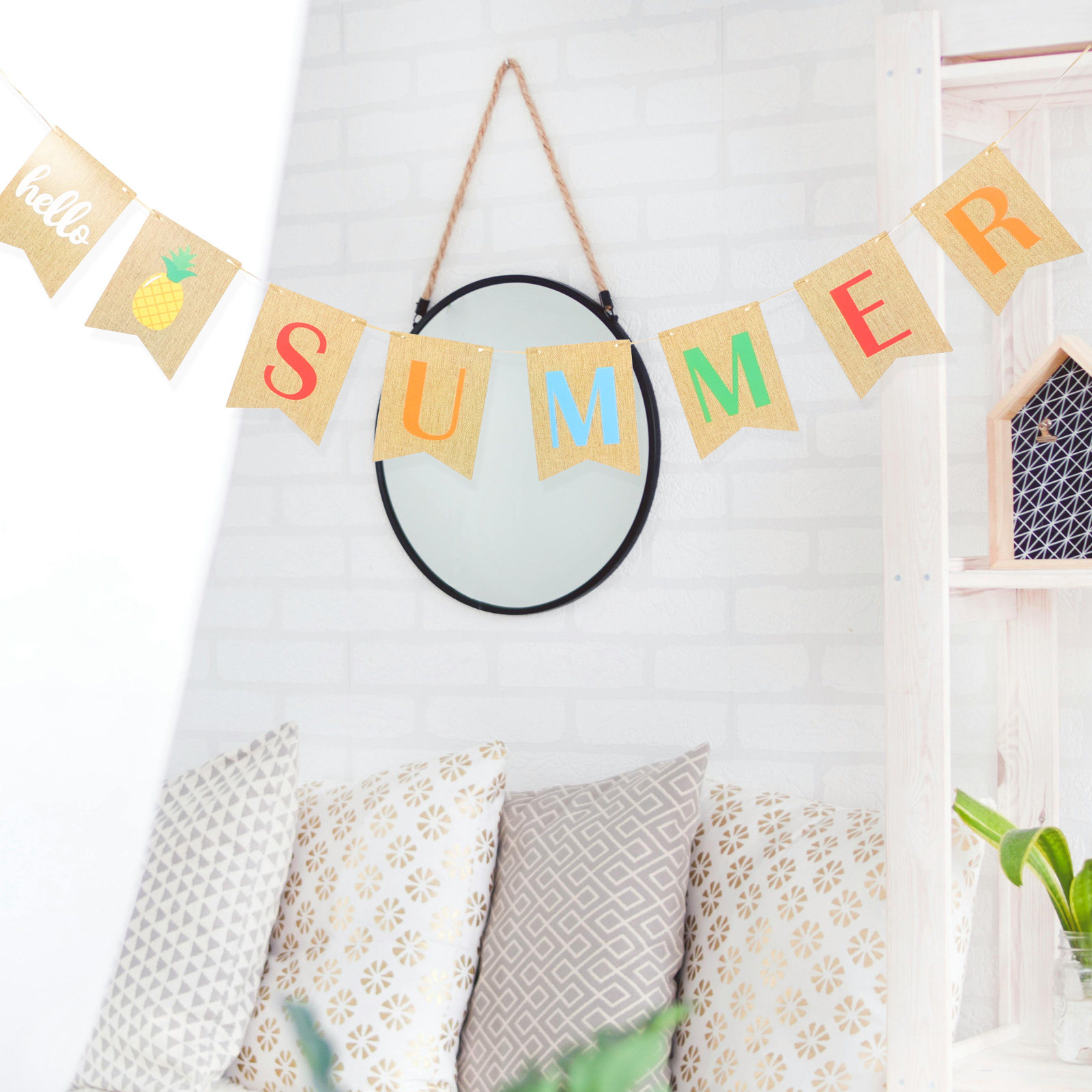Wedding Supply Decor - Hello Summer Flag Banner Pineapple Design