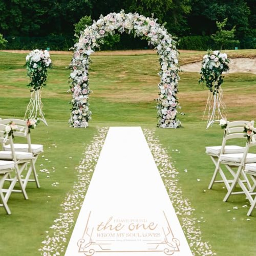 Aisle Runner White - Aisle Runner for Wedding Ceremony, Gold,