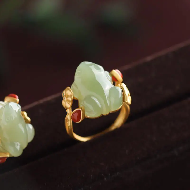 Green Jade Frog Rings Charms N - Wedding Zone avaliação e preço