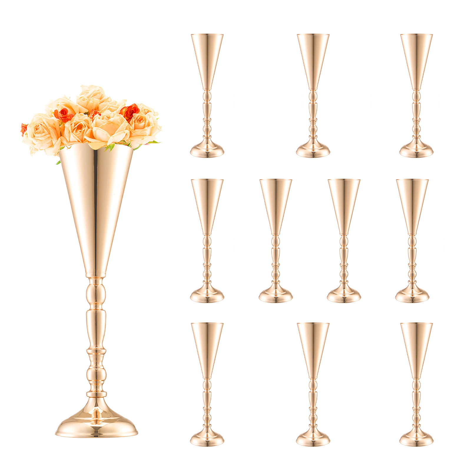 Elegant Gold-Tone Trumpet-Shap - Centerpiece Vase Tall avaliação e preço