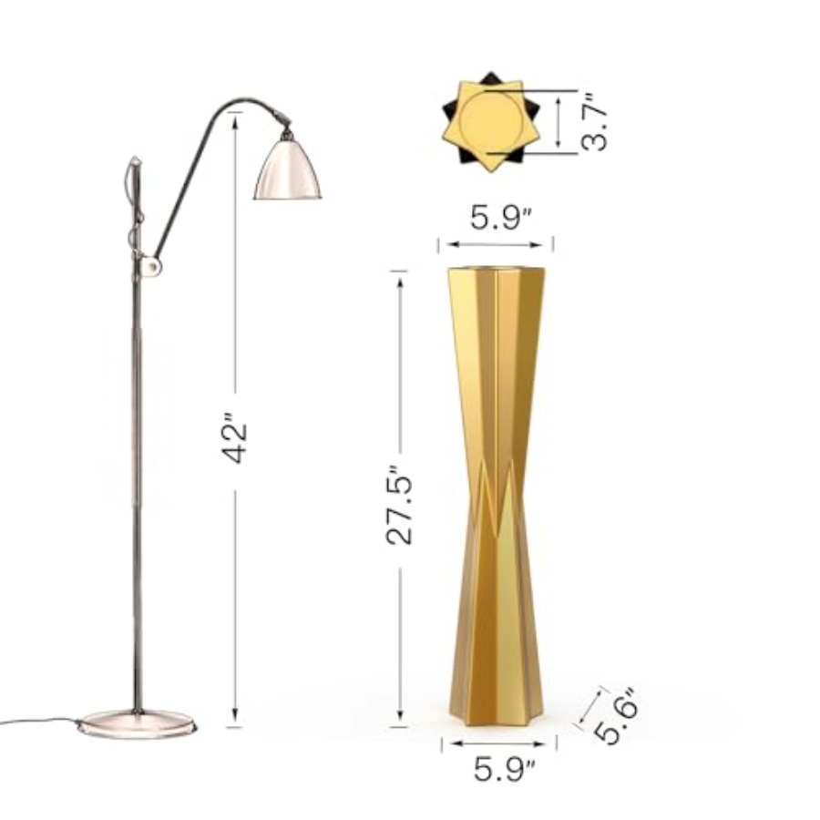 Star Tapered Gold Floor Vase 2 - Centerpiece Vase Tall avaliação e preço