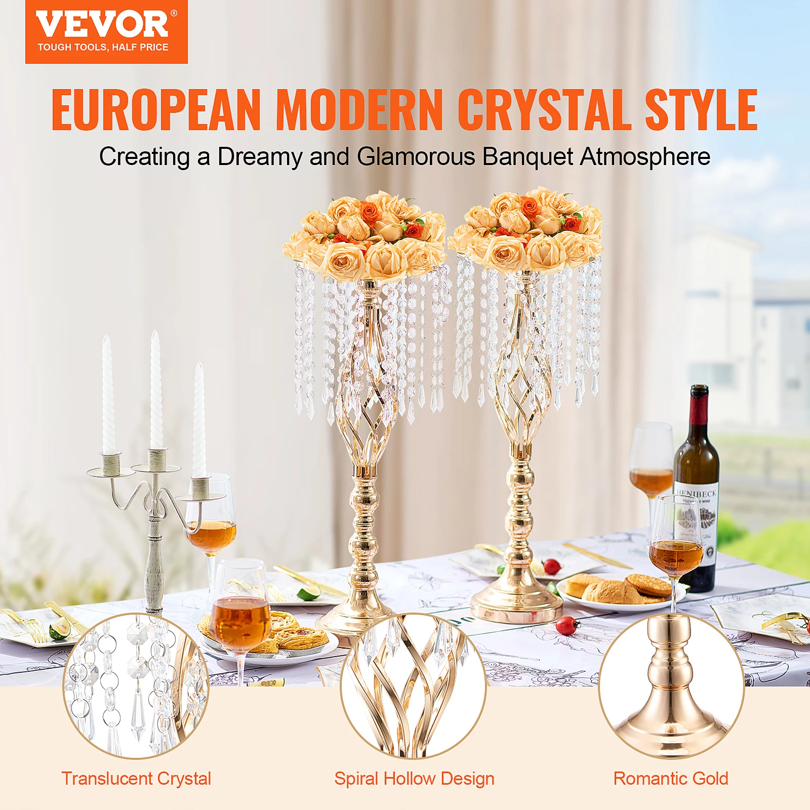 VEVOR Tall Crystal Wedding Flo - Centerpiece Vase Tall avaliação e preço