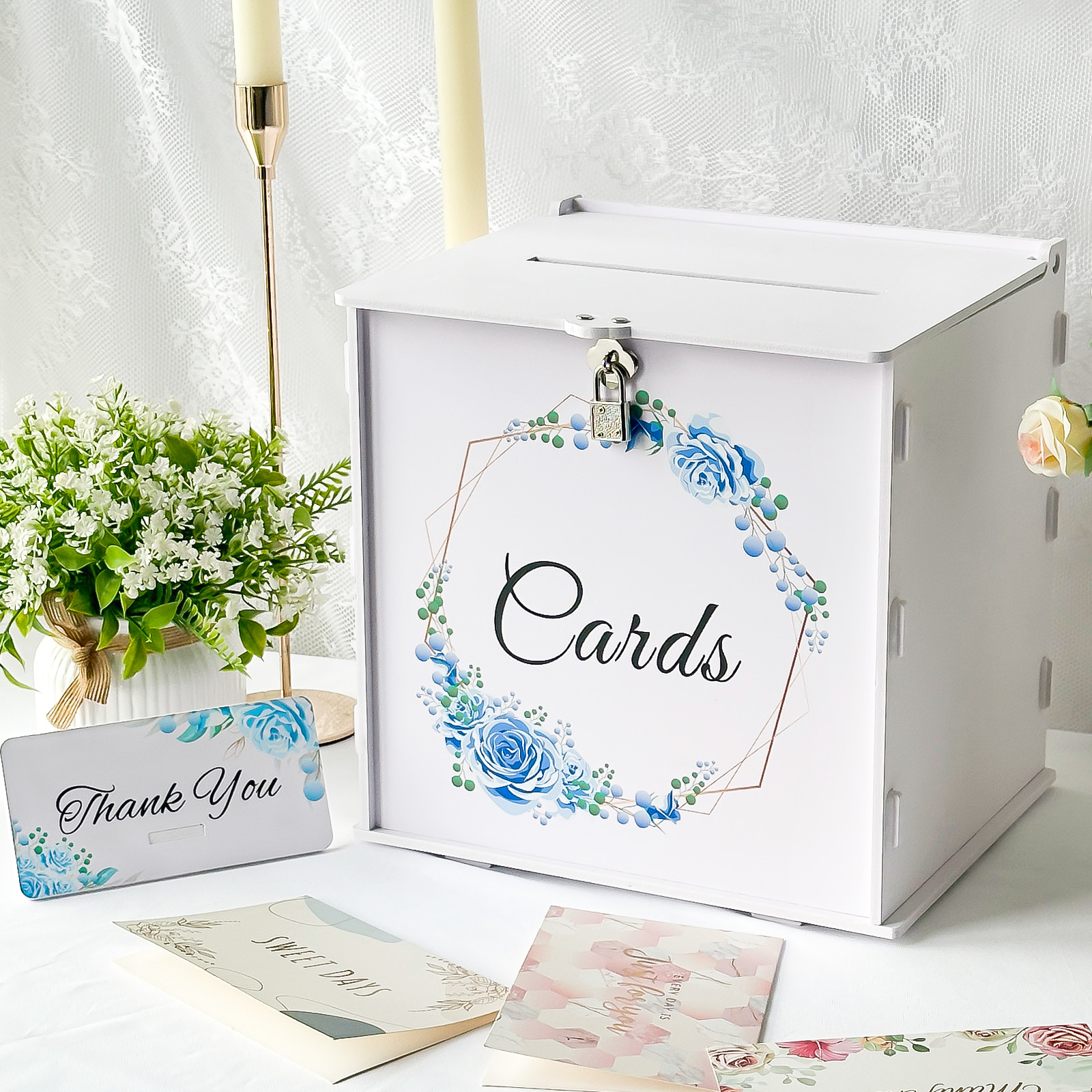 White Wedding Card Box with Lo - Wedding Card Box avaliação e preço