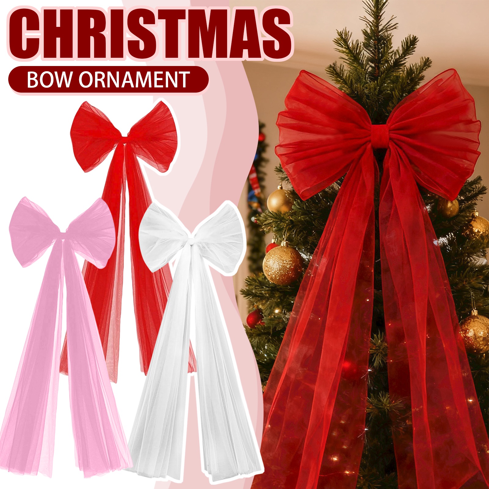 Christmas Tulle Bow Decoration - Wedding Supply Shops avaliação e preço
