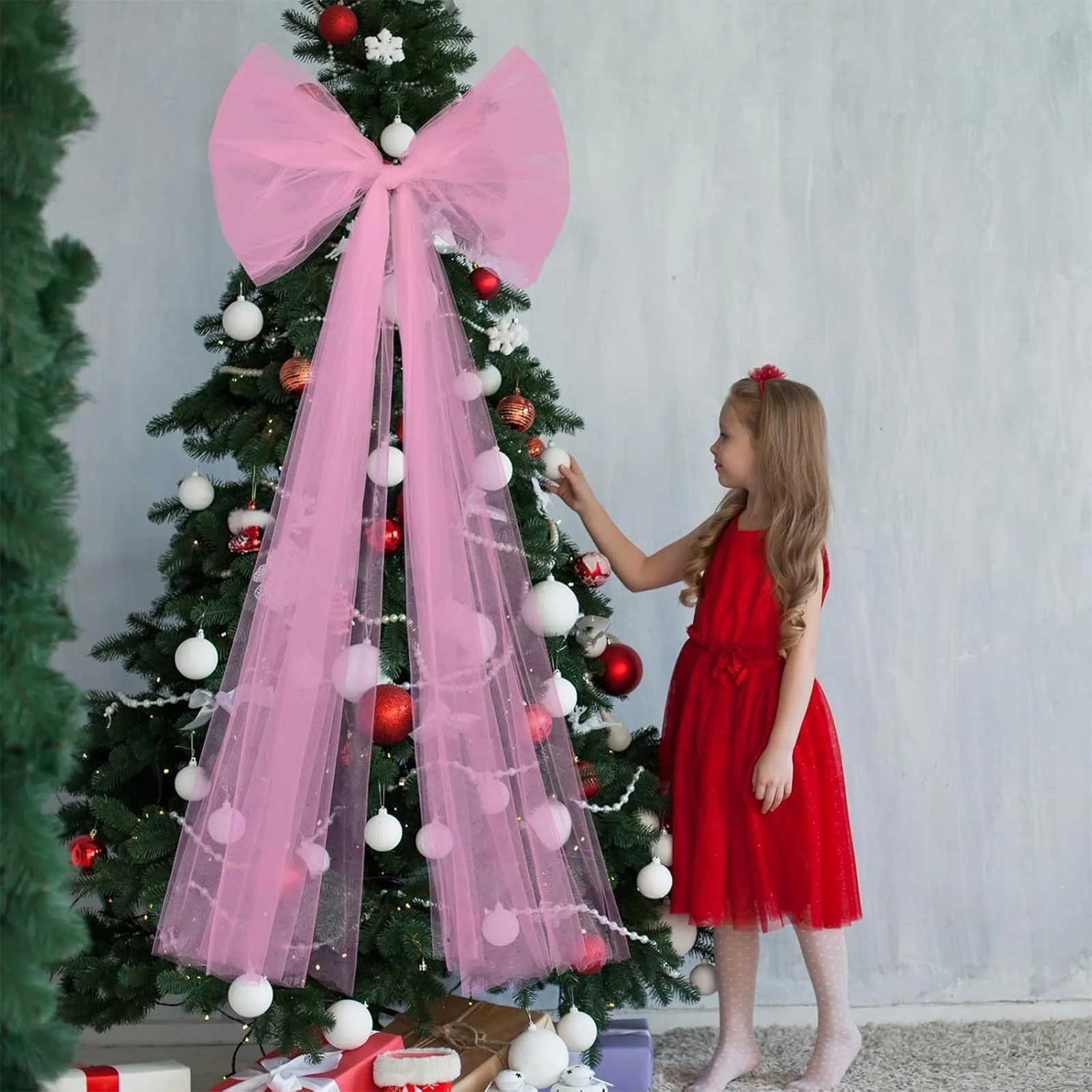 Christmas Tulle Bow Decoration - Wedding Supply Shops avaliação e preço