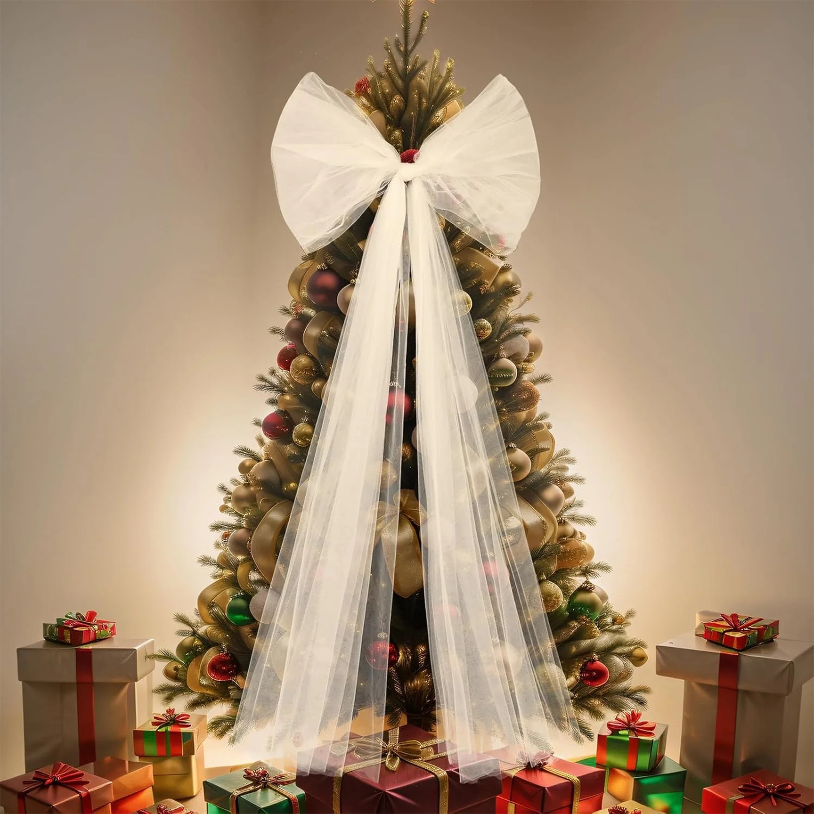 Christmas Tulle Bow Decoration - Wedding Supply Shops avaliação e preço