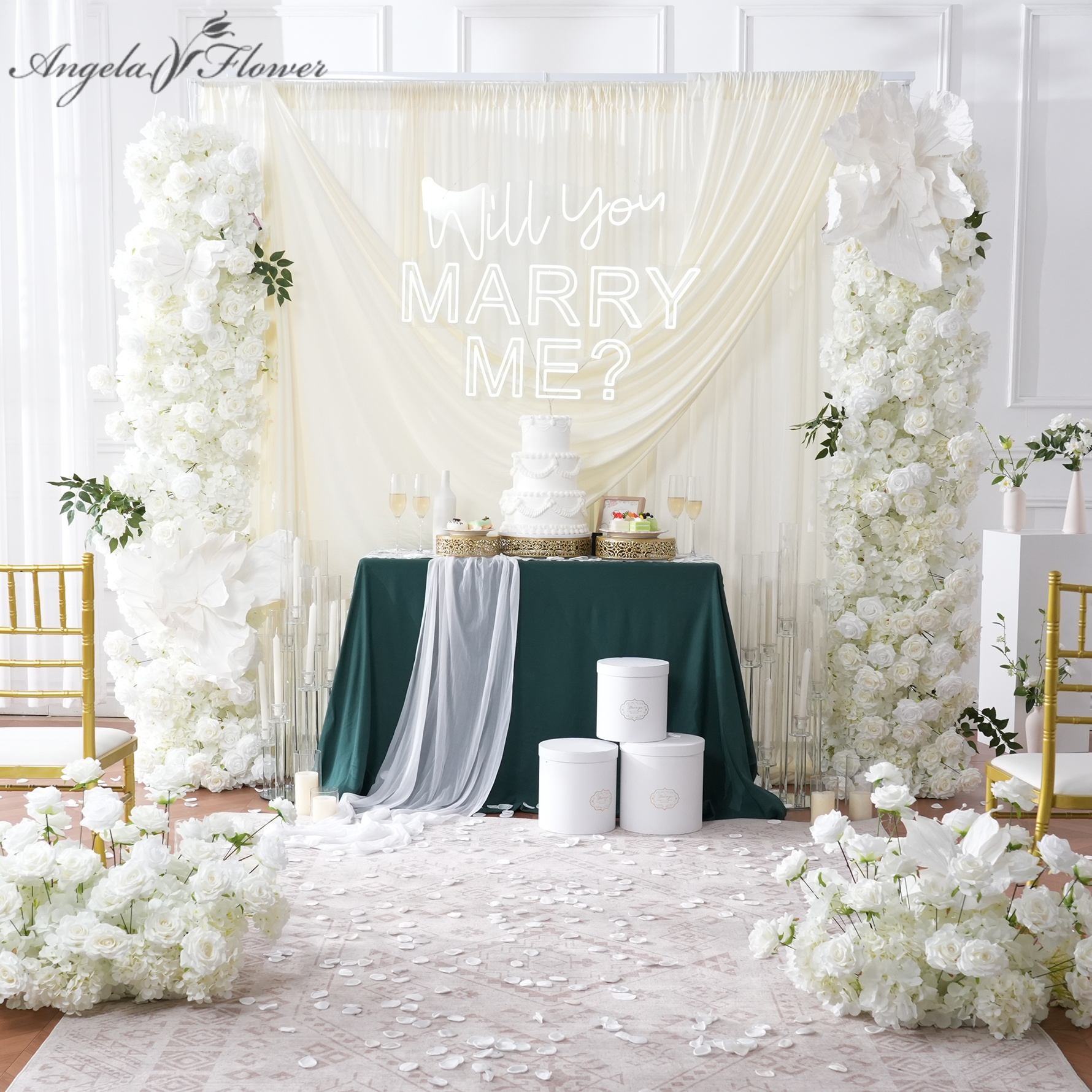 Angela A8147 White Rose Hydran - Aisle Runner White avaliação e preço