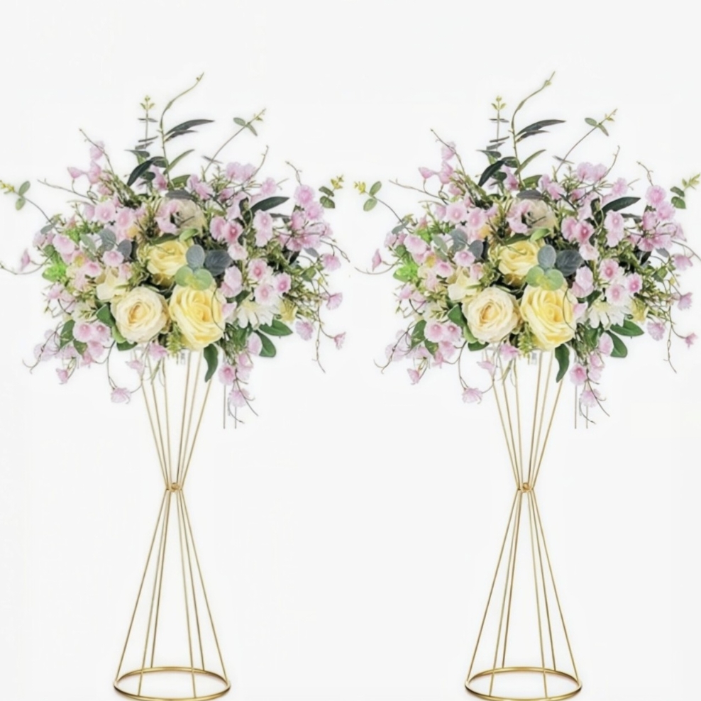 Gold Geometric Flower Stand Mo - Centerpiece Vase Tall avaliação e preço
