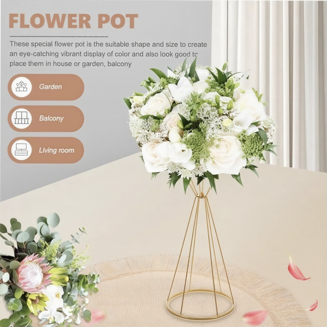 Gold Geometric Flower Stand Mo - Centerpiece Vase Tall avaliação e preço
