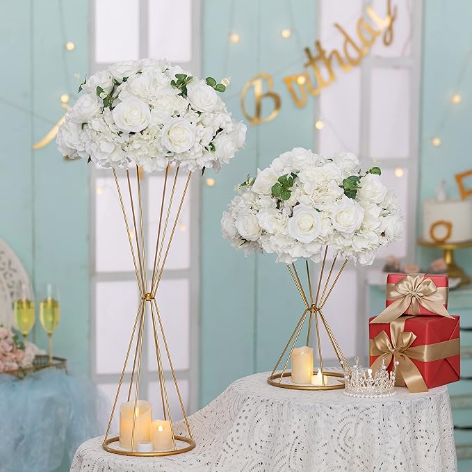 Gold Geometric Flower Stand Mo - Centerpiece Vase Tall avaliação e preço