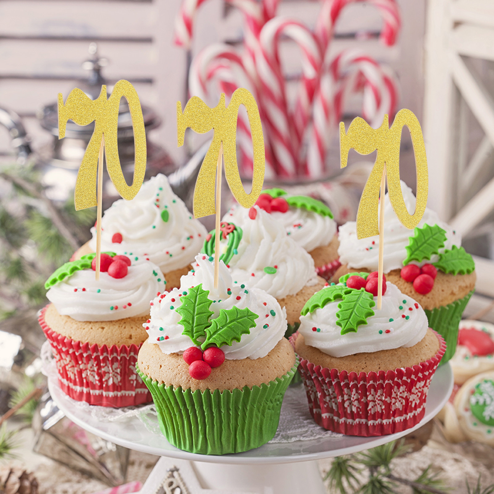 10Pcs Number 70 Cake Decoratio - Wedding Supply Decor avaliação e preço