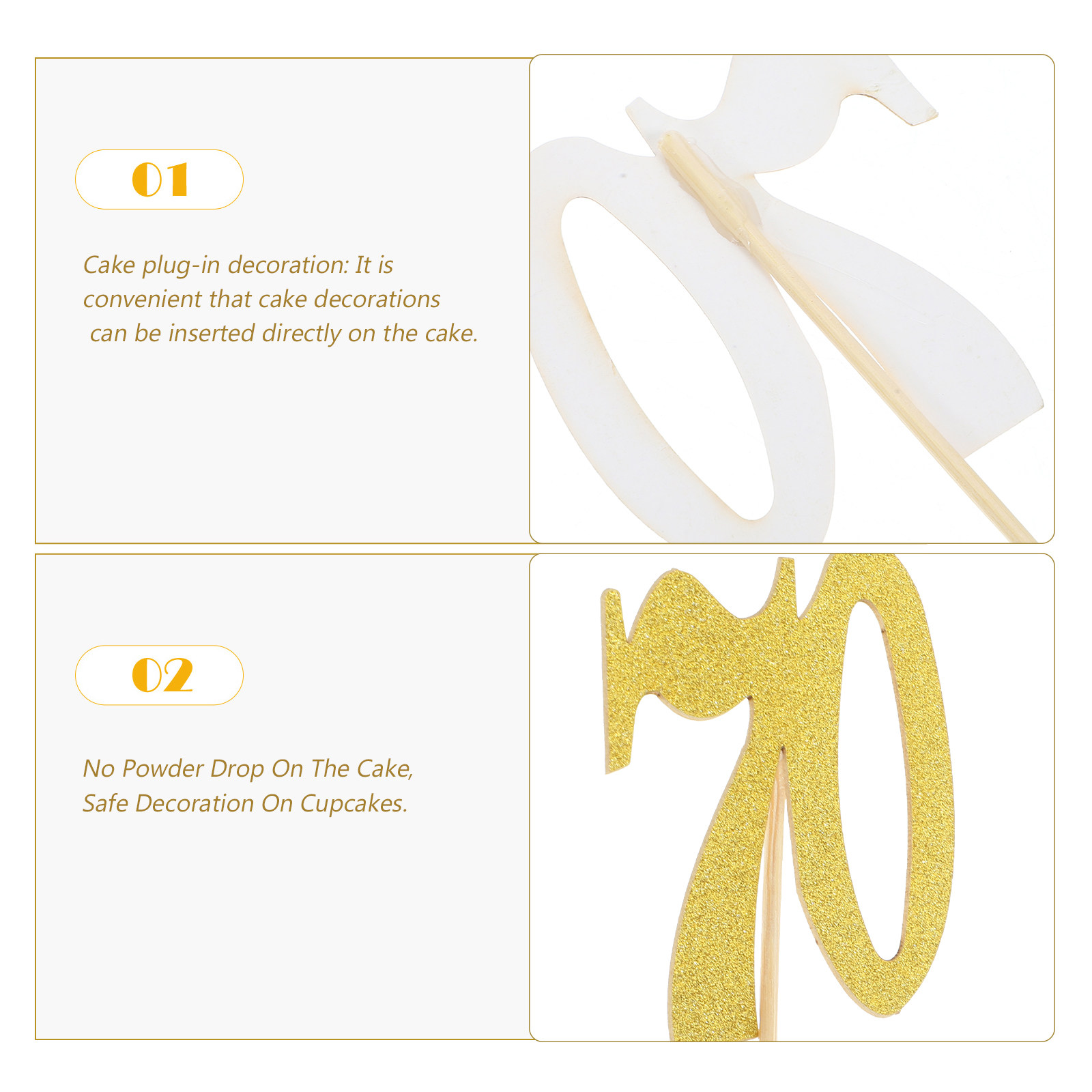 10Pcs Number 70 Cake Decoratio - Wedding Supply Decor avaliação e preço