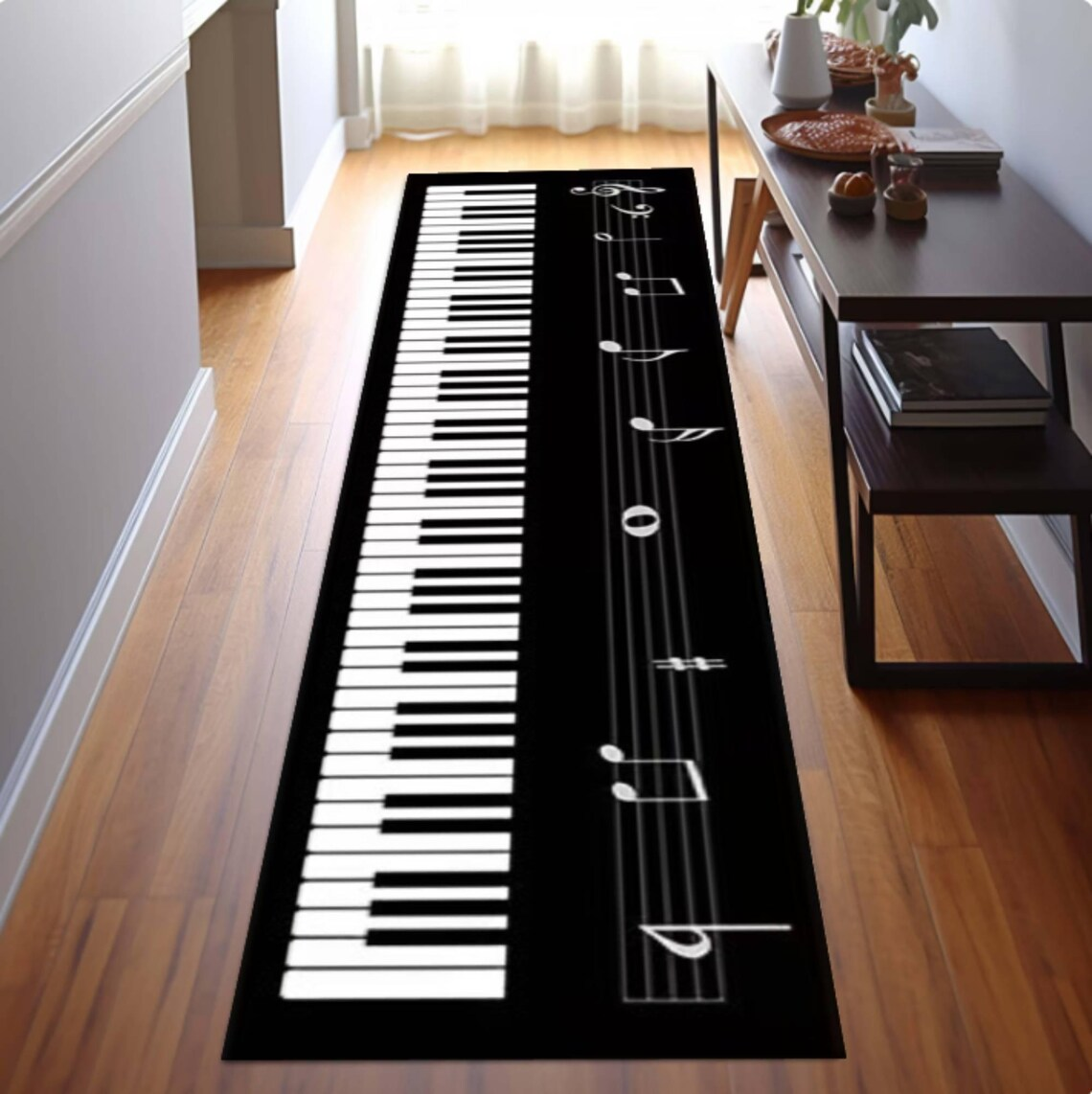 Piano Keys Runner Rug Musical  - Aisle Runner White avaliação e preço