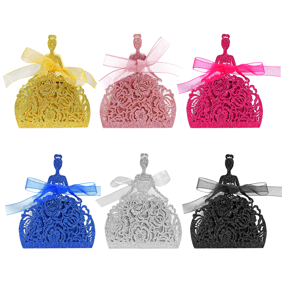 10Pcs/set Bride Flower Dresses - Wedding Favor Box avaliação e preço