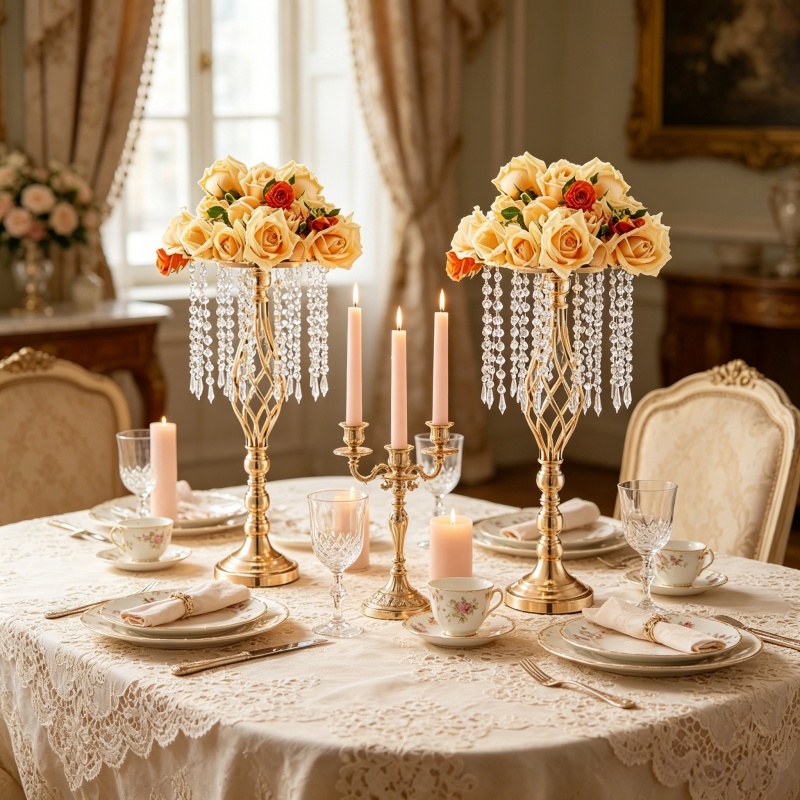 Elegant Tall Gold Crystal Flow - Centerpiece Vase Tall avaliação e preço