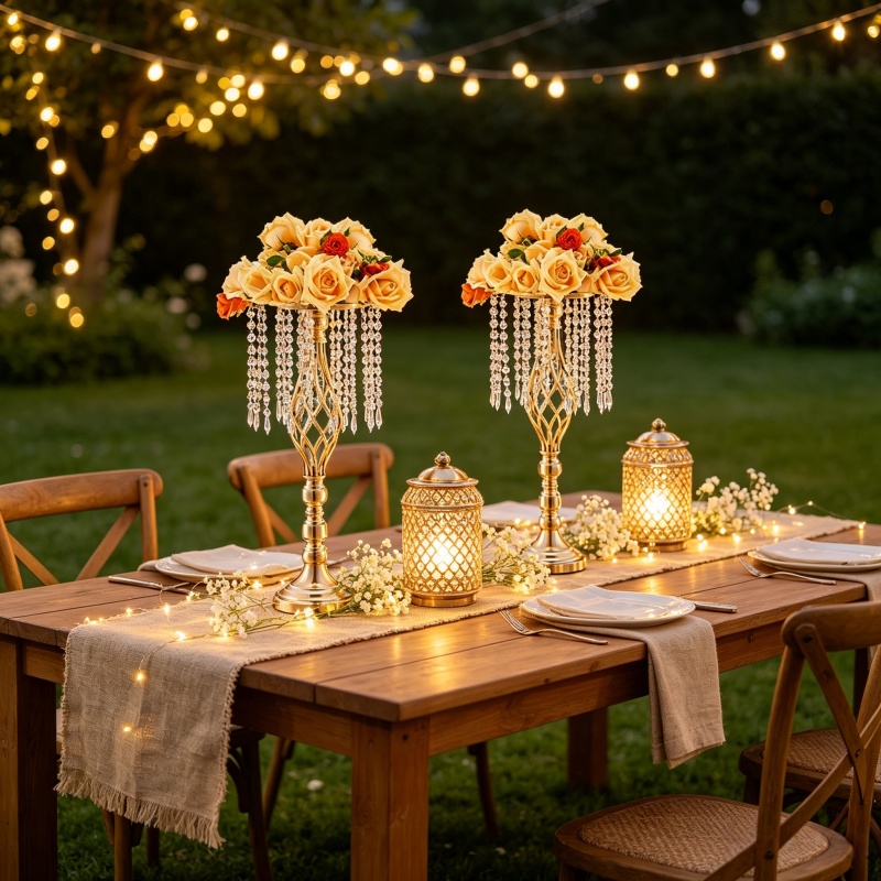Elegant Tall Gold Crystal Flow - Centerpiece Vase Tall avaliação e preço