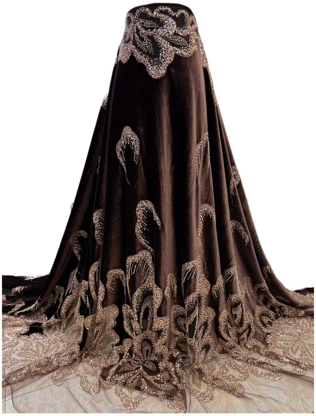 African Velvet Beaded Heavy La - Wedding Dress Supply avaliação e preço