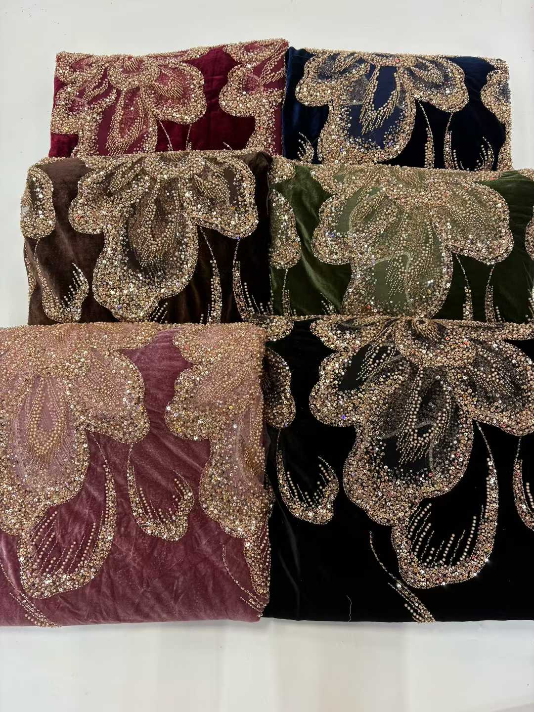 African Velvet Beaded Heavy La - Wedding Dress Supply avaliação e preço