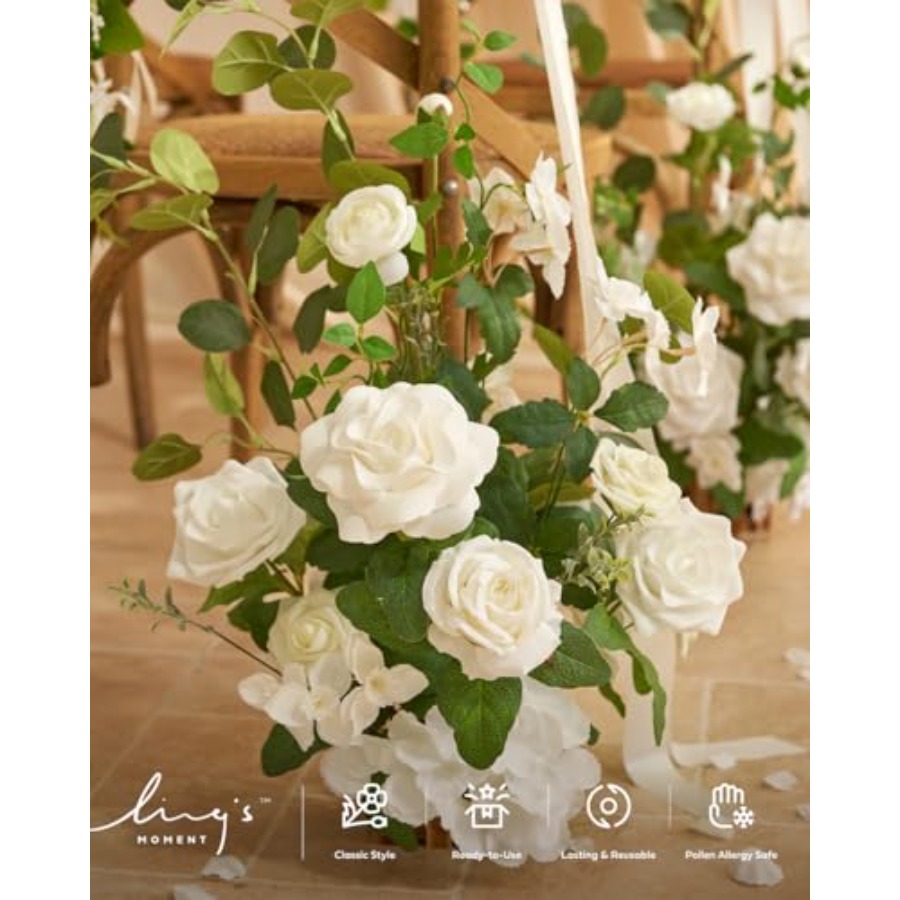 Freestanding Artificial Flower - Aisle Runner White avaliação e preço