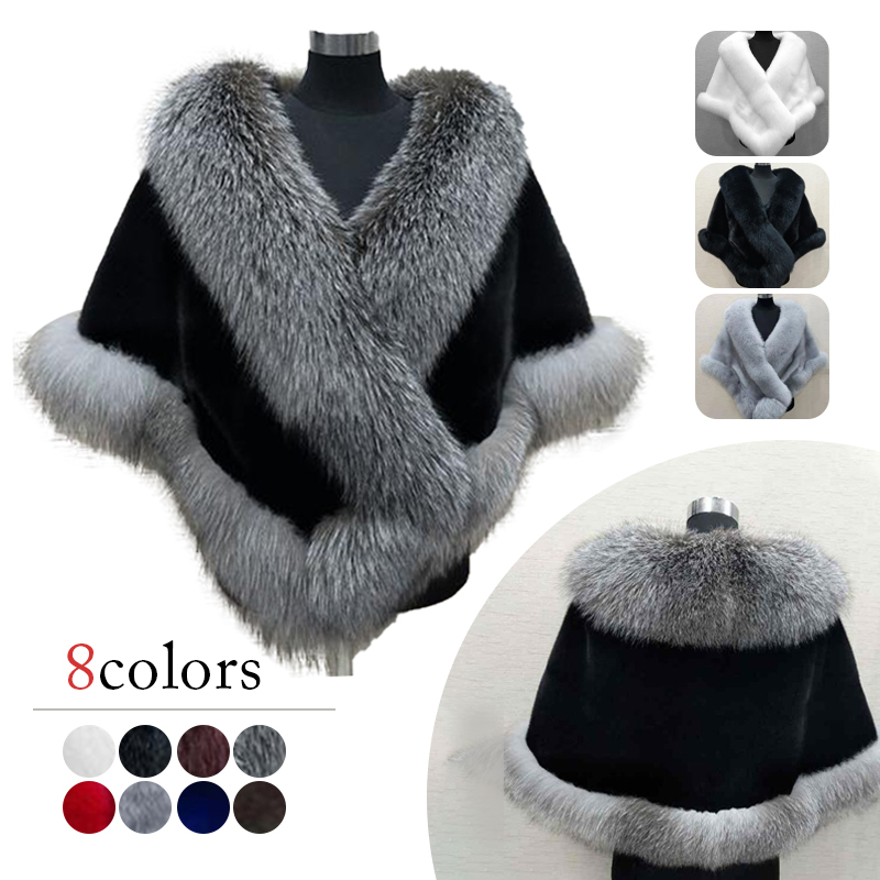 Women Winter Faux Mink Fox Fur - Wedding Dress Supply avaliação e preço