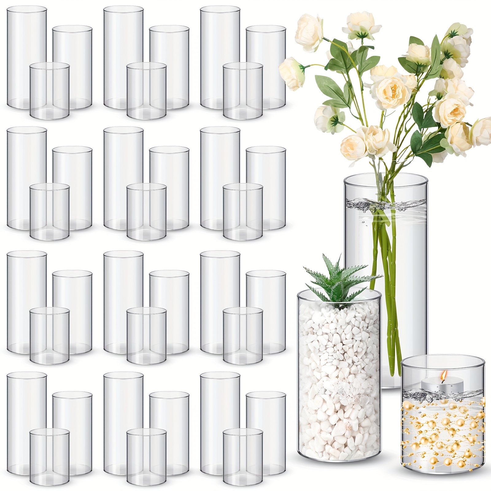 36pcs Plastic Cylinder Vases T - Centerpiece Vase Tall avaliação e preço