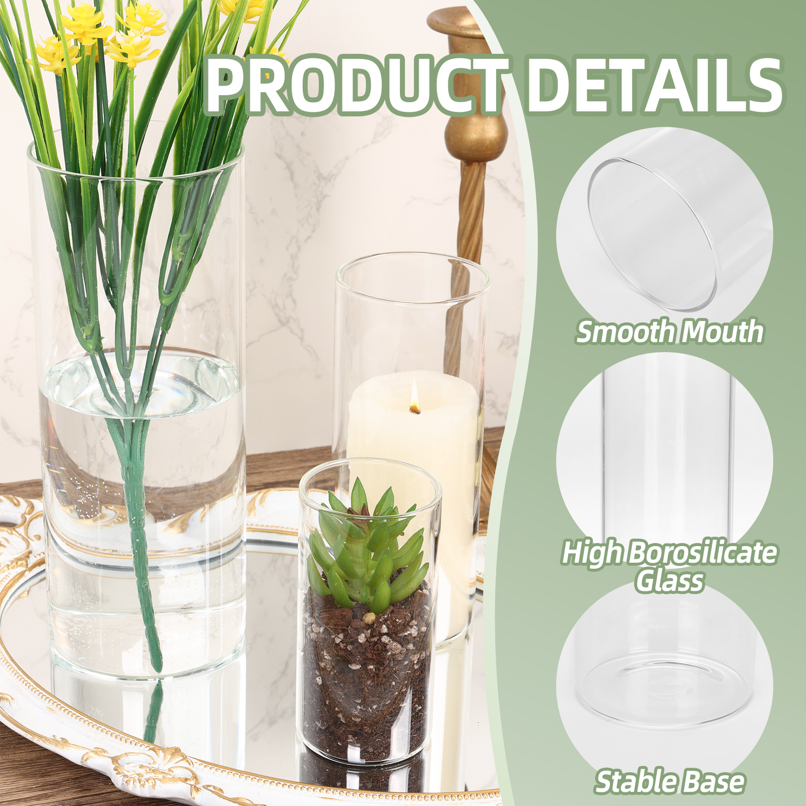 WHONLINE 35pcs Clear Glass Cyl - Centerpiece Vase Tall avaliação e preço