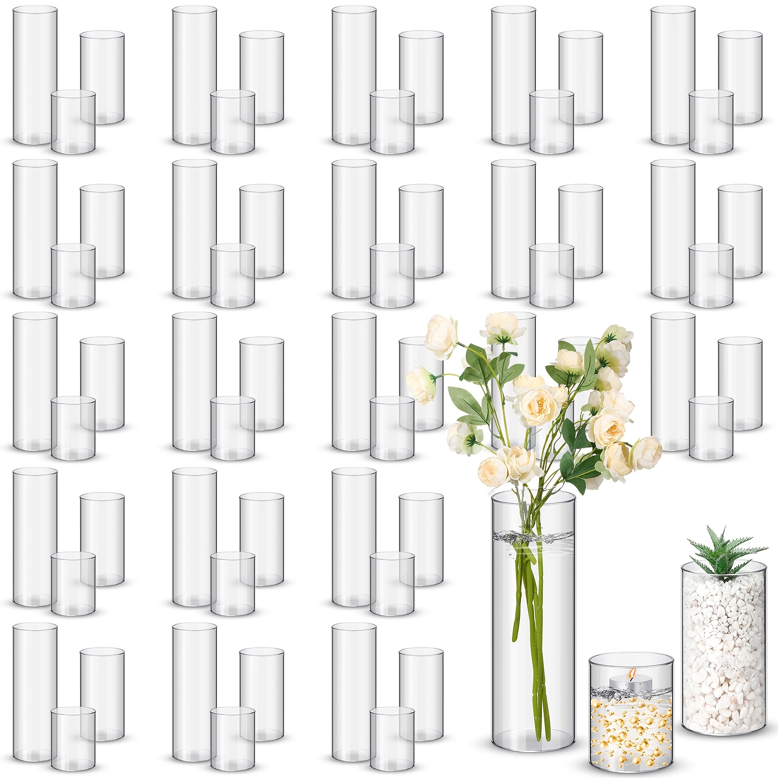 60-Piece Clear Tall Cylinder V - Centerpiece Vase Tall avaliação e preço