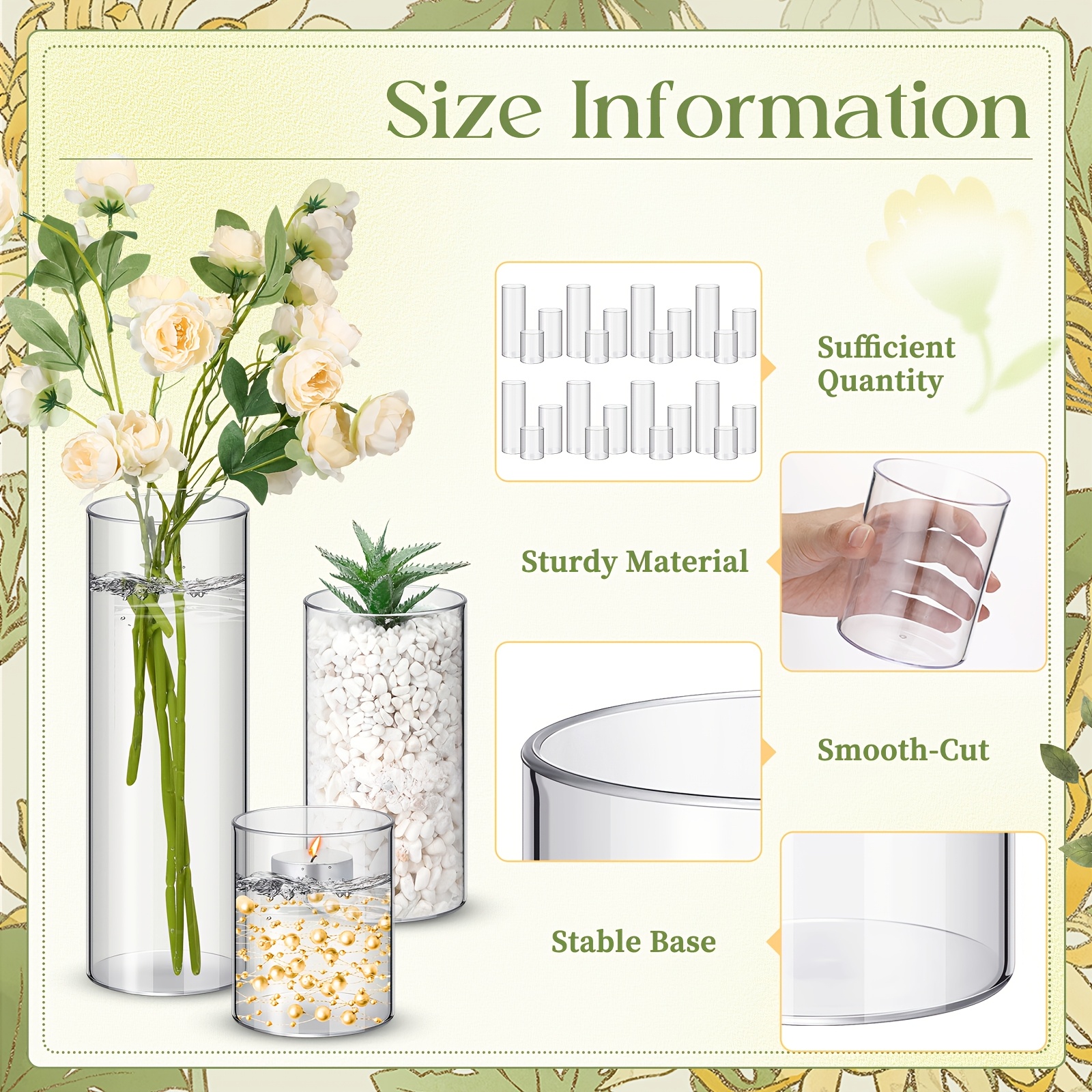 60-Piece Clear Tall Cylinder V - Centerpiece Vase Tall avaliação e preço