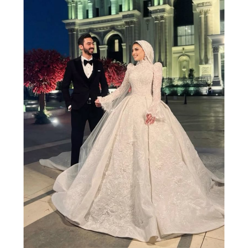 Customized 2026 White Muslim S - Wedding Dress Supply avaliação e preço