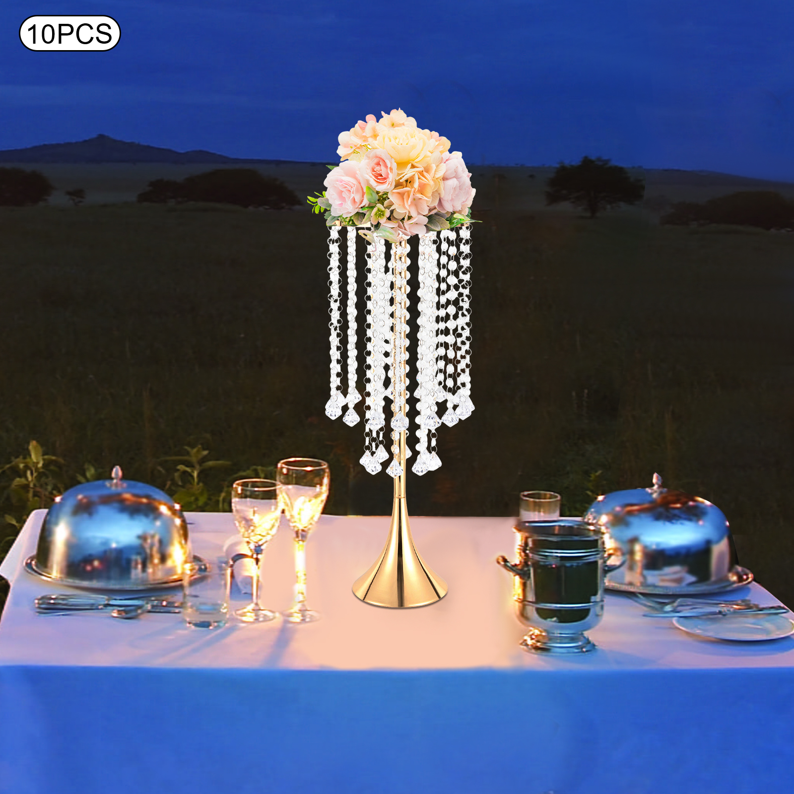 10Pcs Elegant Tall Metal Flora - Centerpiece Vase Tall avaliação e preço