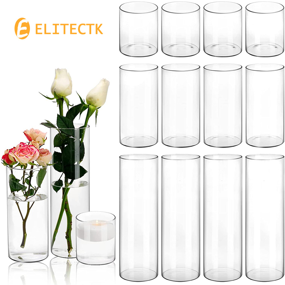 Glass Cylinder Vase Hurricane  - Centerpiece Vase Tall avaliação e preço