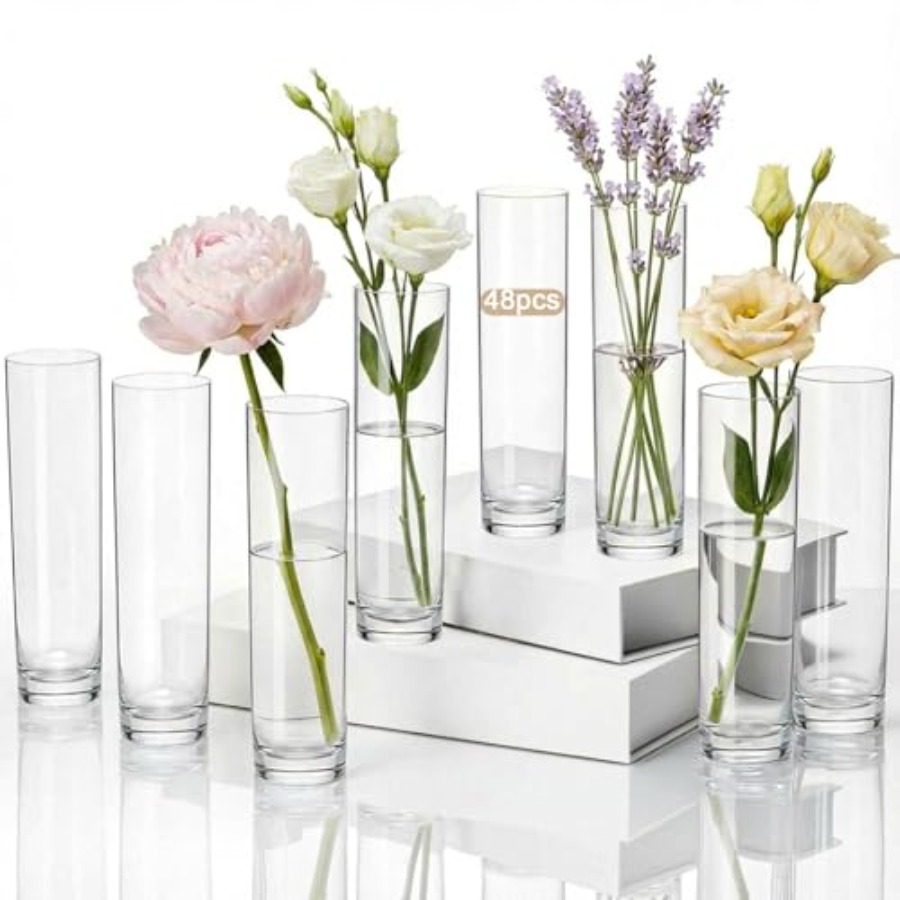 48 Pcs acrylic cylinder bud va - Centerpiece Vase Tall avaliação e preço