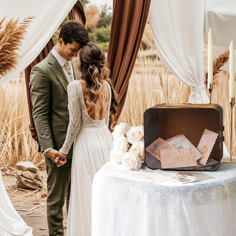 Wooden Wedding Card Box With A - Wedding Card Box avaliação e preço