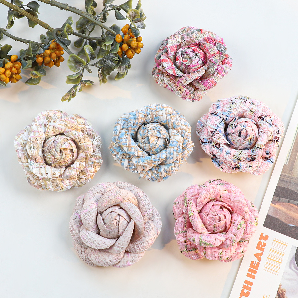 6CM Camellia Brooch for Women  - Wedding Dress Supply avaliação e preço