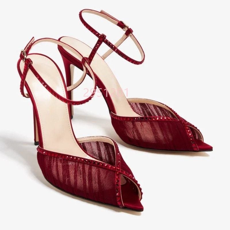 Peep Toe Mesh Pumps Buckles St - Wedding Fx avaliação e preço