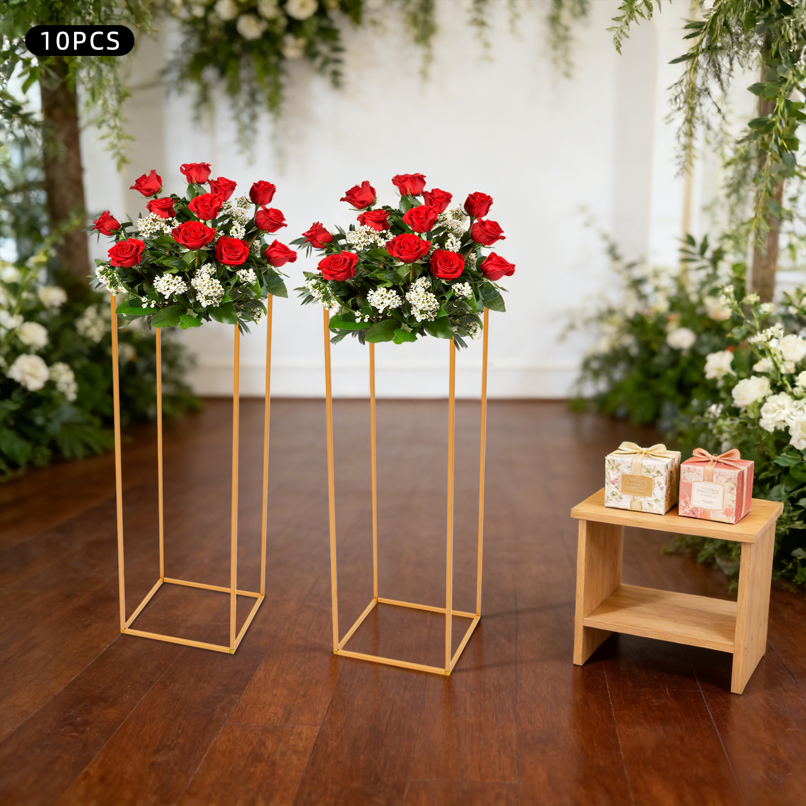 10Pcs Gold Geometric Metal Flo - Centerpiece Vase Tall avaliação e preço