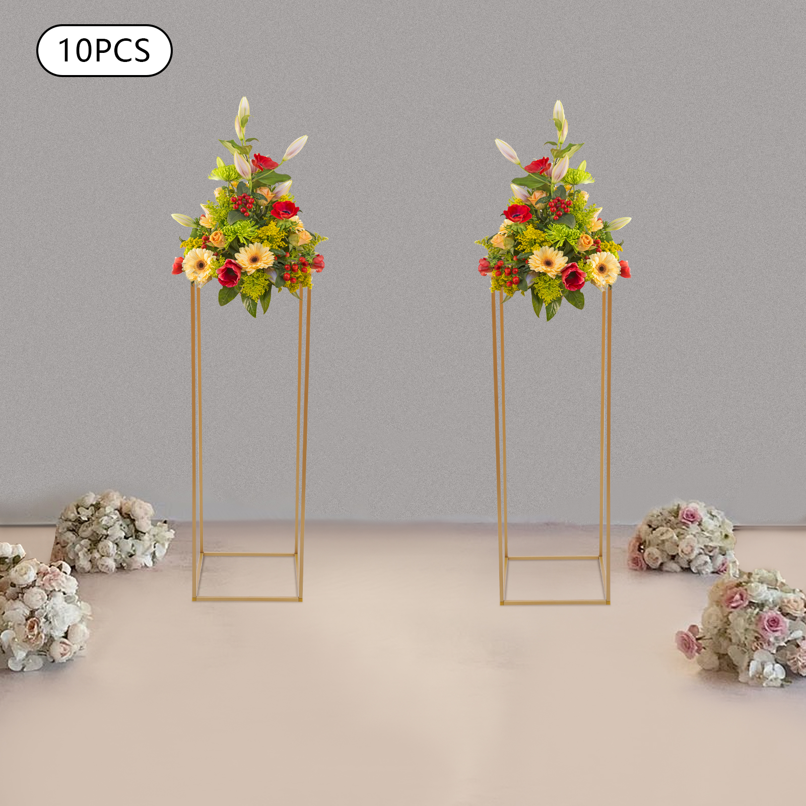 10Pcs Gold Geometric Metal Flo - Centerpiece Vase Tall avaliação e preço