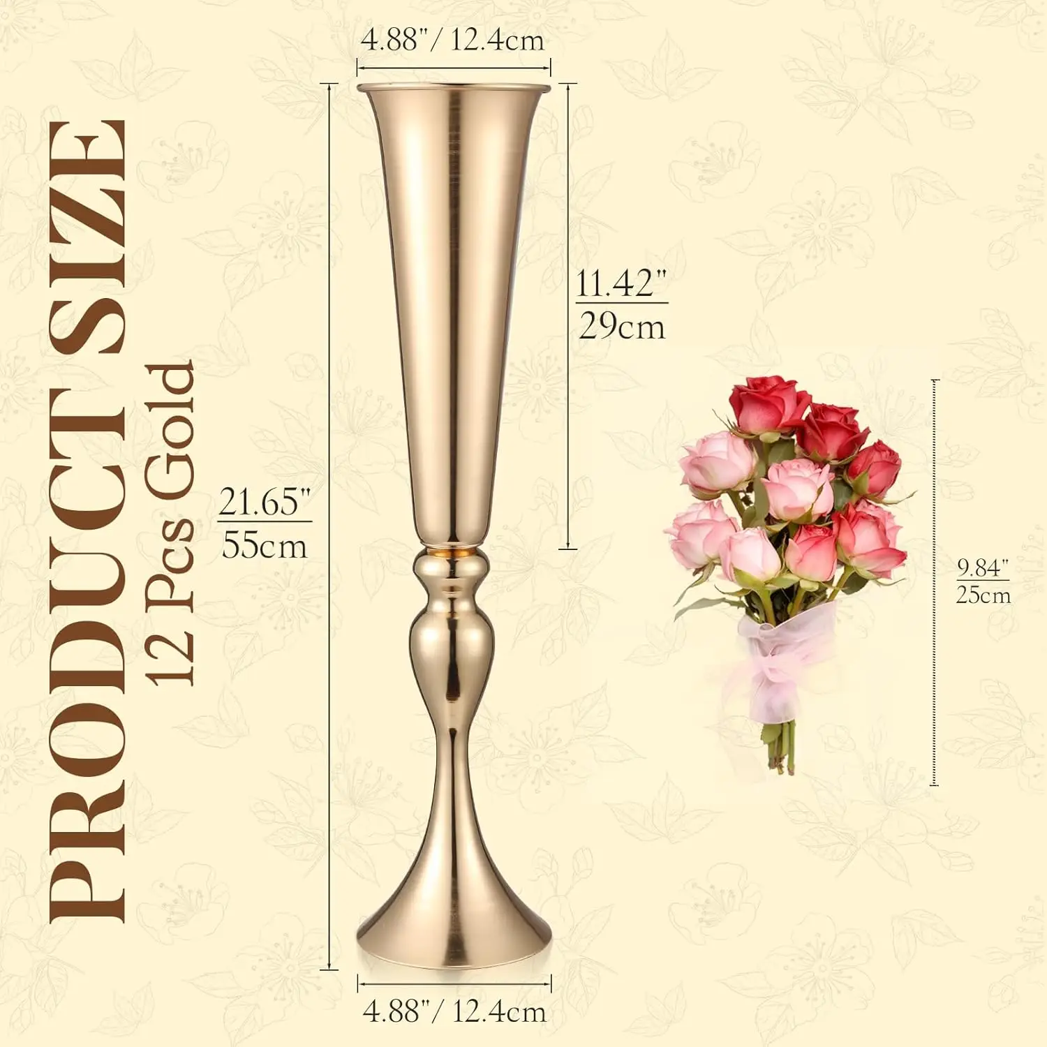 Bestseller12 Pcs Tall Gold Tru - Centerpiece Vase Tall avaliação e preço