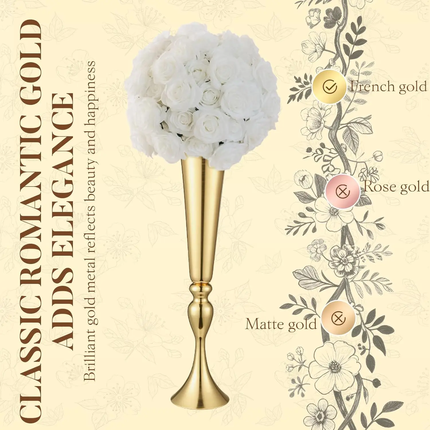 Bestseller12 Pcs Tall Gold Tru - Centerpiece Vase Tall avaliação e preço