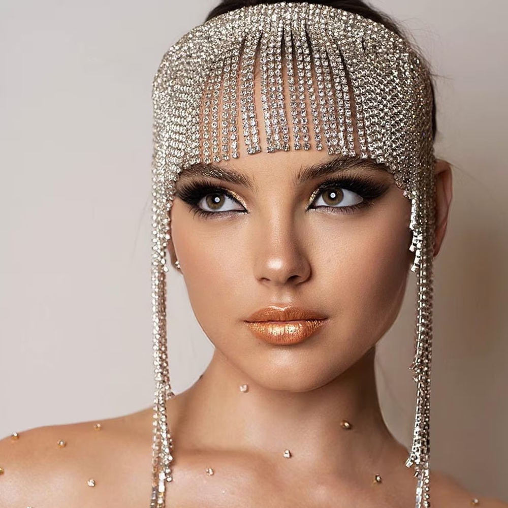 Boho Crystal Tassel Hair Chain - Indian Wedding Supply avaliação e preço