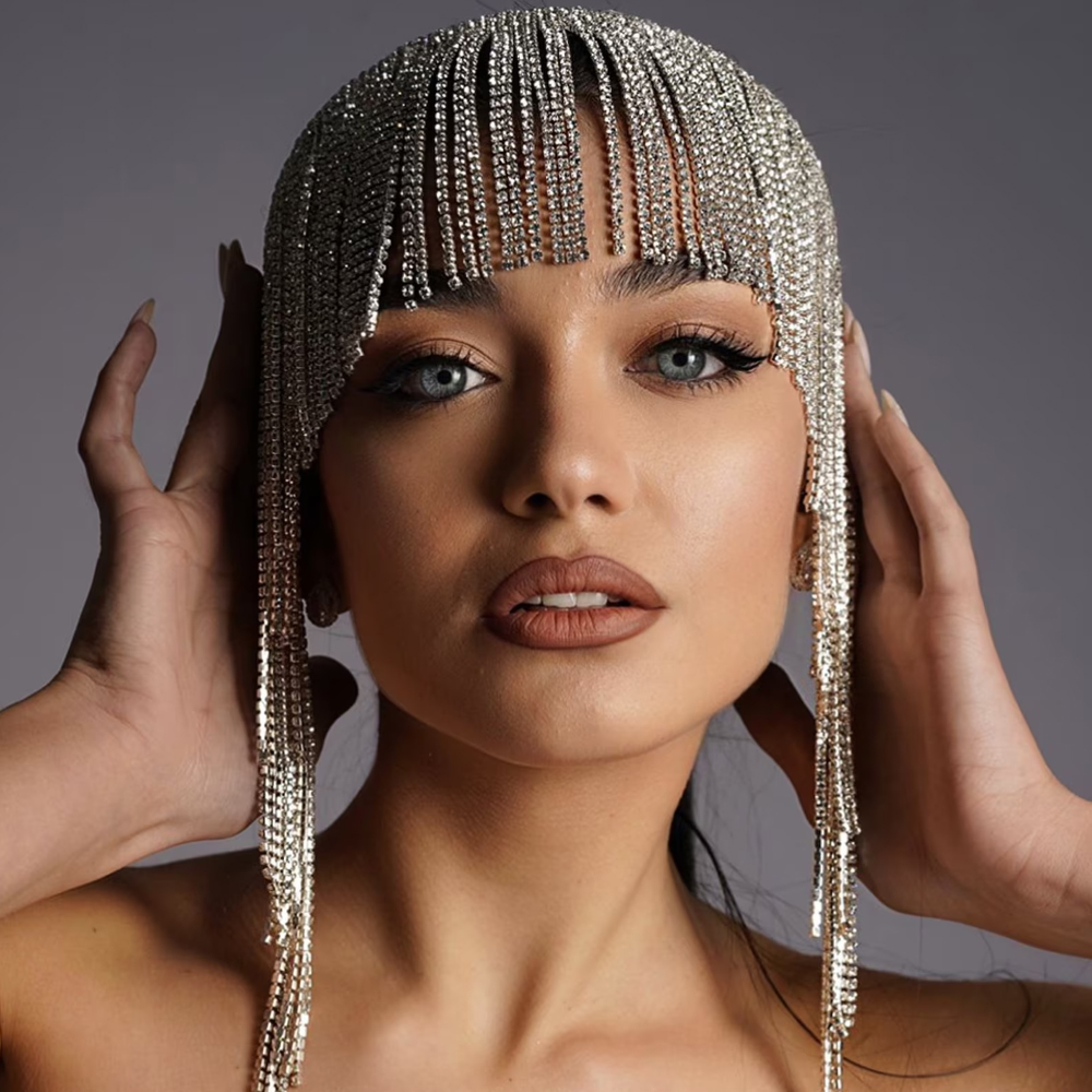 Boho Crystal Tassel Hair Chain - Indian Wedding Supply avaliação e preço