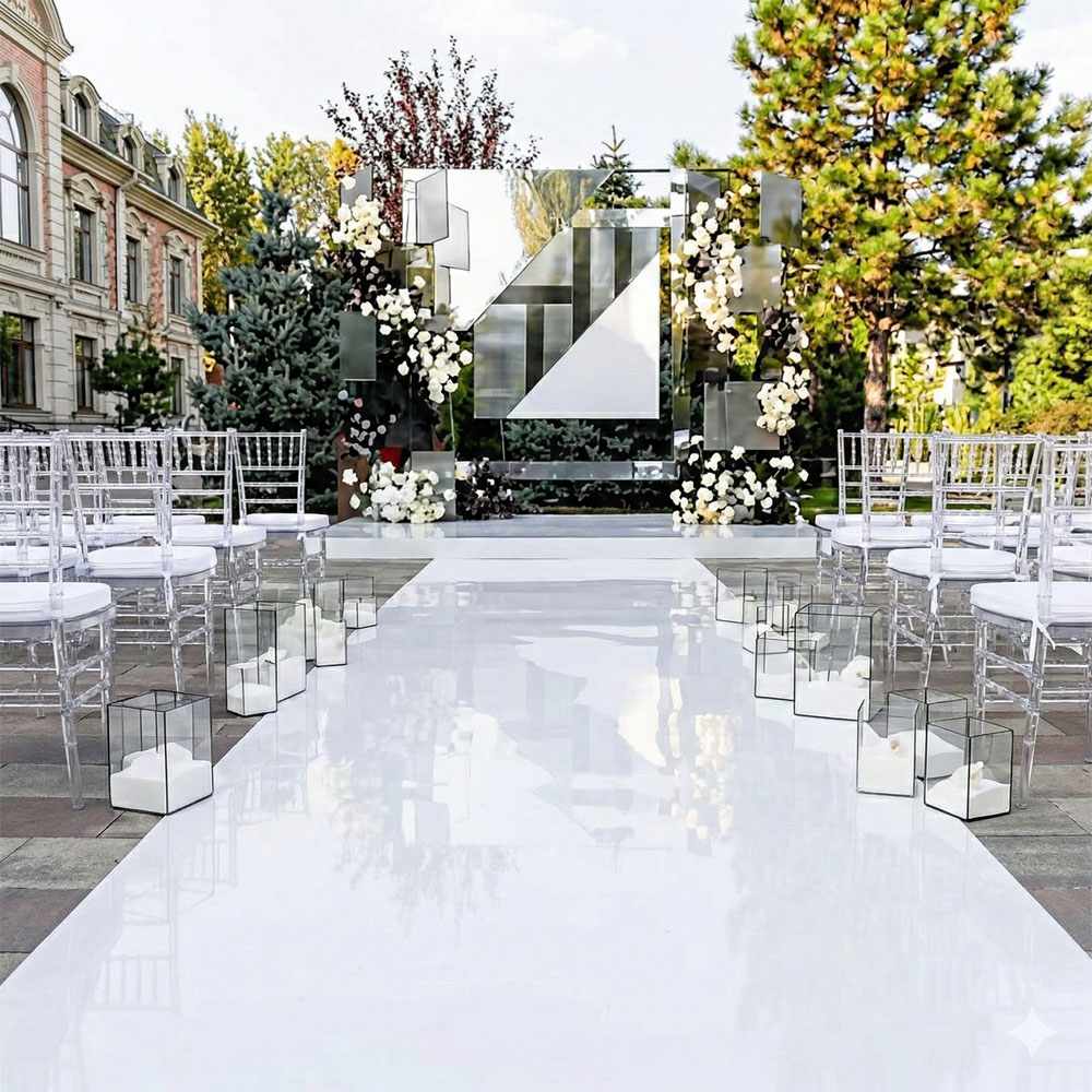 White Mirrored Floor Wedding A - Aisle Runner White avaliação e preço