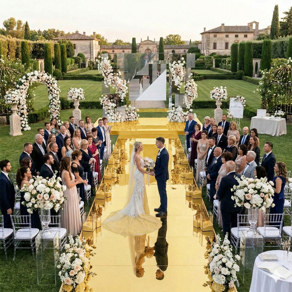 White Mirrored Floor Wedding A - Aisle Runner White avaliação e preço