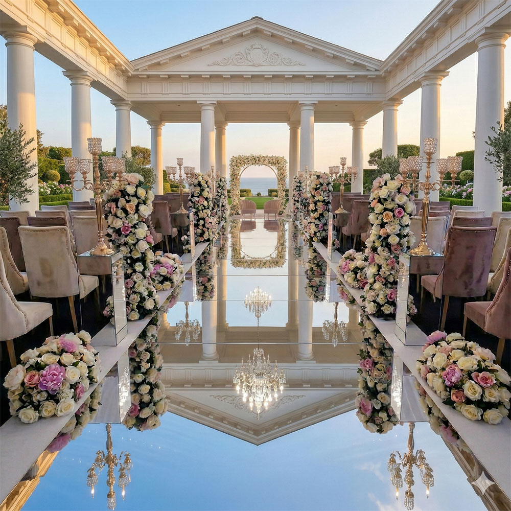 White Mirrored Floor Wedding A - Aisle Runner White avaliação e preço
