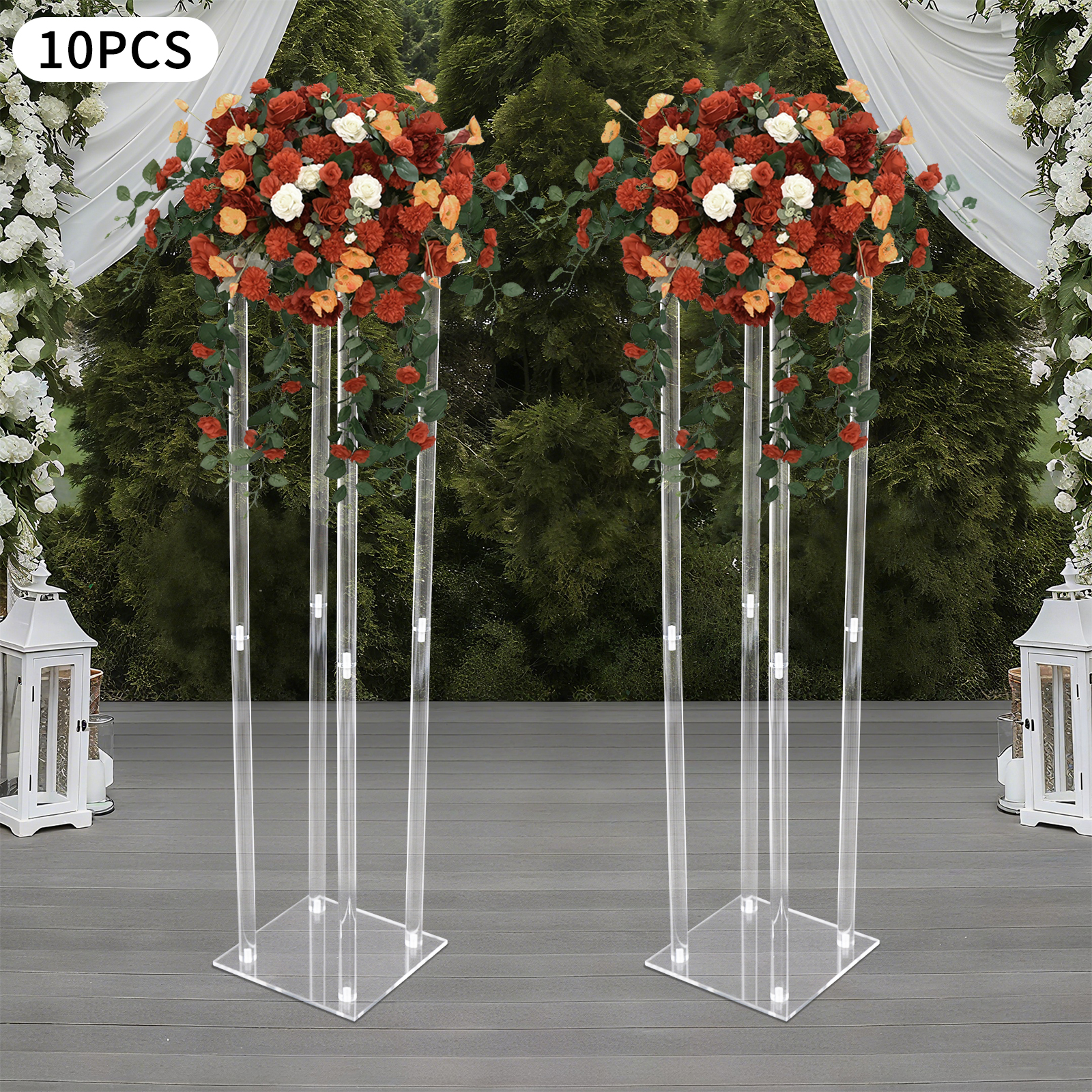 10Pcs Clear Acrylic Tall Flowe - Centerpiece Vase Tall avaliação e preço